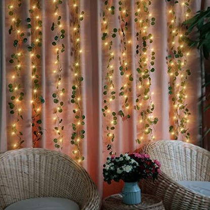 12 Pack Fake Vines Curtain String Light 240 LED 8 Mode & Timer Hanging Ivy Lights Vines for Bedroom Wall Hanging Garden Home Room Wedding Jungle Party Indoor Outdoor - color: 12pcs With Lights