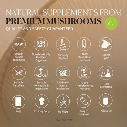 Hifas Equilibrium - Mushroom Complex with Organic Lions Mane, Cordyceps and Reishi - Stress and Mood Support Supplement - 60 Vegan Mushroom Capsules
