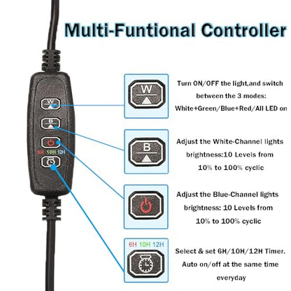 Submersible Aquarium Light Underwater Fish Tank Light with Timer Auto On/Off, LED Aquarium Light Bar 3 Light Modes Dimmer Adjustable Brightness,19.3inch (with Timer&dimmer) - color: 19.3inch (With Timer&dimmer)