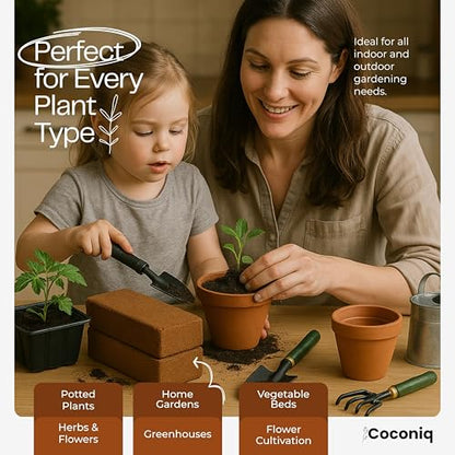 Coco Coir Block 4 Blocks (40 Pounds) - Large Compressed Coconut Fiber Brick for Potting, Gardening, Planting, Seed Starting, Indoor & Outdoor Plants - color: Block (40 lbs)