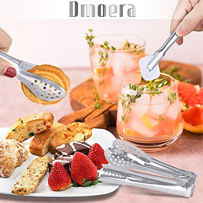 12 Pack Premium Small Serving Tongs, Dmoera Mini Stainless Steel Appetizer Tongs, 5Inch,5.2Inch(12.7cm) - size: 5 inch, 5.2 inch