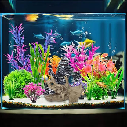 6 Inch Realistic Dinosaur Skull Aquarium Decor - Triceratops Resin Decor with Hideout Holes for Fish Tanks, Reptile Terrariums & Aquatic Habitats, Safe Underwater & Dry Habitat Ornament (A)