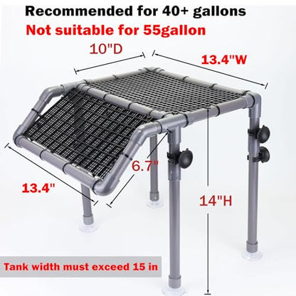 Turtle Basking Platform, Extra Large Turtle Dock with Artificial Grass and Non-Slip Ramp, 13.4" x 10" Resting Area Fits 75/90/120 Gallon Tanks
