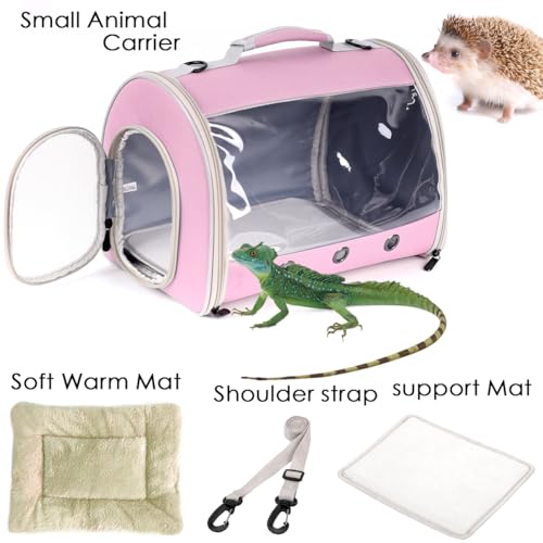 Lizard Travel Carrier Backpack,Guinea Pig Backpack Carrier,Space Capsule Clear Bubble Window Astronaut Reptile Carrier Backpack for Bearded Dragon,Hamster,Sugar Glider,Bunny - color: Pink