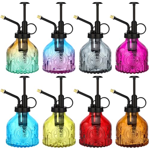 Zopeal 8 Pcs Glass Plant Mister Spray Bottle 200ml Vintage Plant Spritzer Multicolor Succulent Watering Bottle Watering Can 6.4'' with Plastic Top Pumps for Indoor Outdoor Garden Plants(Black) - color: Black