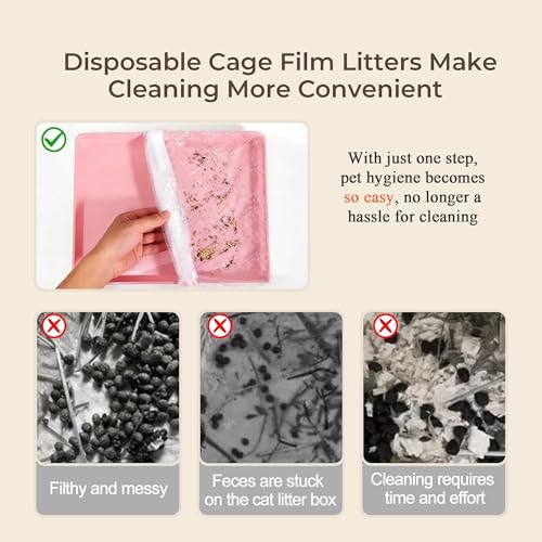 50 Disposable Cage Tray Liners for Pets, 47.2 x 47.2 in | Quick Tray Changes, Keeps Cages Cleaner, Contains Bedding and Waste, Easy Cleanup, for Rabbits, Guinea Pigs and Small Pets - size: L(47.2 x 47.2'')
