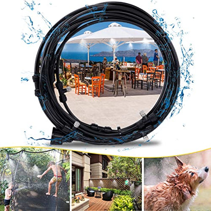 Fogland Misting System: Outdoor Cooling System 32.8FT Misting Cooling System with 10pcs 0.016" Orifice Thread Stainless Steel Mister Nozzle for Patio - size: 0.016"Orifice/32.8FT