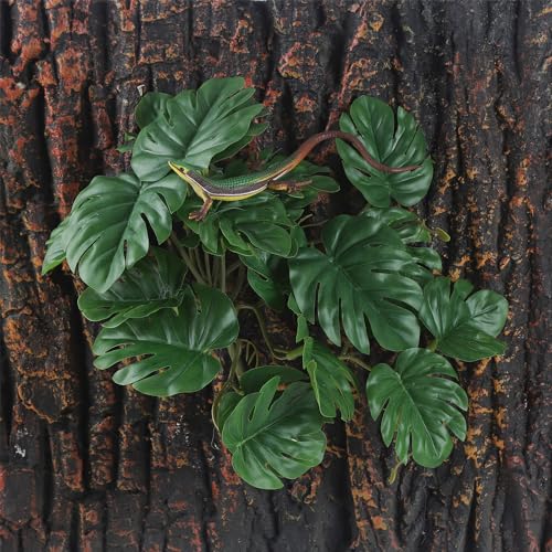 IBWell Fake Reptile Plants for Terrarium, Decor, Turtle Tank with Suction Cup