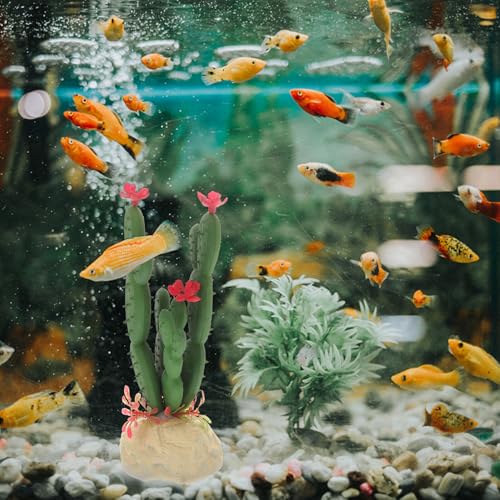 PRETYZOOM Aquarium Plants Ornament Lifelike Artificial Cactus Simulation Plant Decoration Plastic Fish Tank Decor for Home and Reptile Terrarium