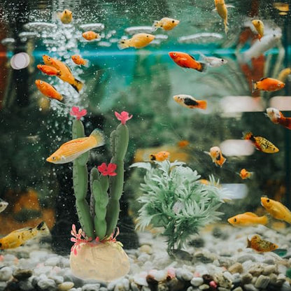 PRETYZOOM Aquarium Plants Ornament Lifelike Artificial Cactus Simulation Plant Decoration Plastic Fish Tank Decor for Home and Reptile Terrarium