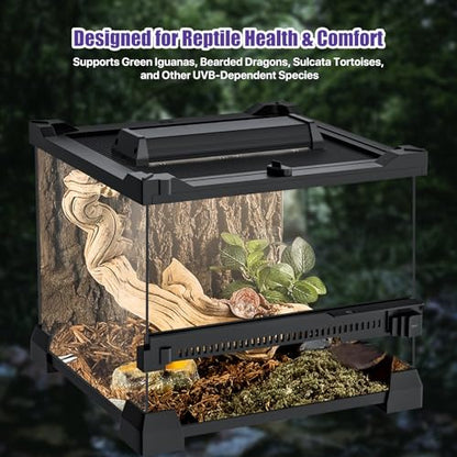 8.5" Aluminum UVB 10.0 LED Reptile Light Bar with Timer & Dimmer, Ultra-Slim Metal UVB/UVA Lamp for Terrariums – Even Light Output, Long Lifespan, Ideal for Bearded Dragons, Turtles & Lizards - size: 8.5 inches