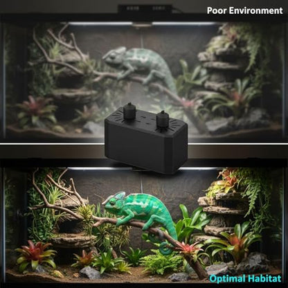 Reptile Dual Lighting Unit, Integrated Large Metal Deep Dome Lamp Cover, 11.02 x 5.51 x 8.27 in Terrarium Heat Basking Light Housing for Reptile Enclosures