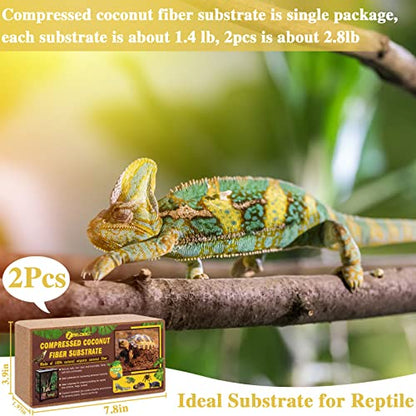 ZeeDix 2 Pack Coconut Fiber Substrate, 100% Organic Coconut Husk Coco Coir Brick Terrarium Bedding for Reptiles, Tortoise, Bearded Dragon, Leopard Gecko, Snake, Hermit Crabs, Frogs, Tarantula - color: 2pcs