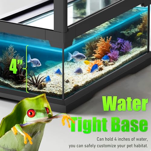 18’’18’’24’’ Reptile Terrarium with Full View Tempered Glass, 32 Gallon Reptile Habitat Comes with Feeding Port and Mesh Top Vent, Suitable for Reptiles Such as Lizard, Gecko and Snake - size: 18"W X 18"D X 24"H(32 Gallon)