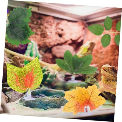 PRETYZOOM 4pcs Aquarium Decoration Artificial Purple Perilla Leaf Plant with Suction Cups Fish Tank Supplies Climbing Pet Fake Plants for Reptile Terrariums and Aquarium Landscaping