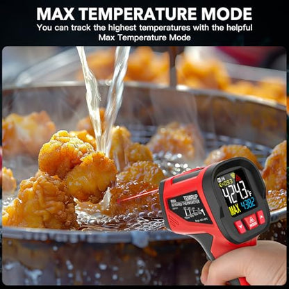 Infrared Thermometer Gun - TEMIRUP Non-Contact Digital Laser Temperature Gun with Color LCD Display for Cooking, Griddle, Engine, HVAC, IR Temp Gun with Adjustable Emissivity,-40℉~1202℉(-40℃~650℃) - color: Red -40℉~1202℉(-40℃~650℃)