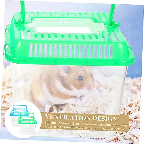 2pcs Transparent Reptile Feeding Box Tortoise Tank Aquarium for Snakes Crabs and Pets Easy to Clean Breeding Container Lid Color
