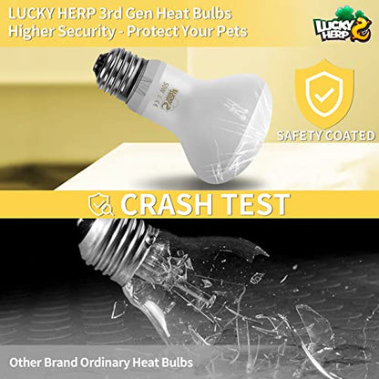 LUCKY HERP New Upgrade 50W Reptile Heat Lamp Bulb (3rd Gen, Safer), Amphibian Basking Spot Light Bulb, UVA Reptile Daylight Bulb for Turtle, Bearded Dragon, Lizard Heating Use (2 Pack) - color: 3rd Gen 50w Heat Lamp, size: 3rd Gen Reptile Heat Lamp