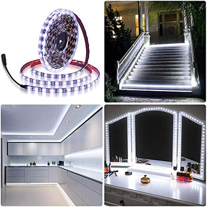 ALITOVE 16.4ft 5050 SMD Black PCB 12V White LED Strip Light Flexible Rope Lights 5M 300 LEDs LED Tape Light Waterproof IP65 DC for Home Garden Commercial Area Lighting(Without Power Supply)
