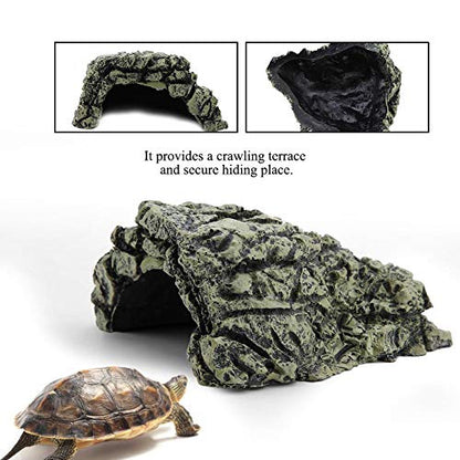 Weiyirot Fish Hiding Cave, Turtle Hiding Resin Cave, Aquarium Turtle Reptile Basking Hide House Habitat Shelter Decoration Ornament for Aquarium, Tank, Pond, etc(DB-025C Large)