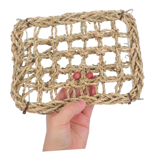 ABOOFAN Bearded Dragon Hammock Lounger with Sea Grass Bed and Metal Legs, Rectangle Reptile Basking Platform for Lizards, Leopard Gecko, Hermit Crab Habitat