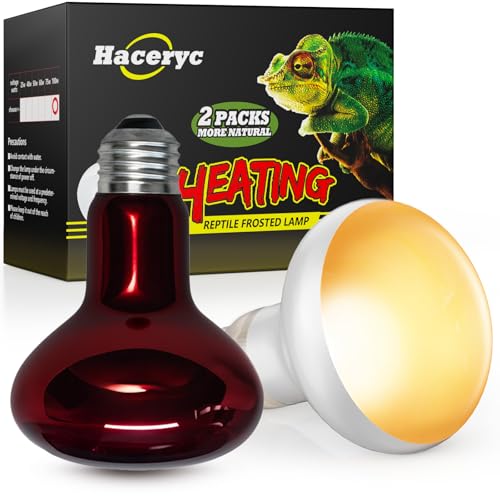 Reptile Heat Lamp, 2 Pack 100W Daylight Basking Light Bulb & Infrared Heat Lamp, Amphibians Basking Heat Lamp Bulbs, UVA Daylight Light for Reptiles, Bearded Dragon, Lizard