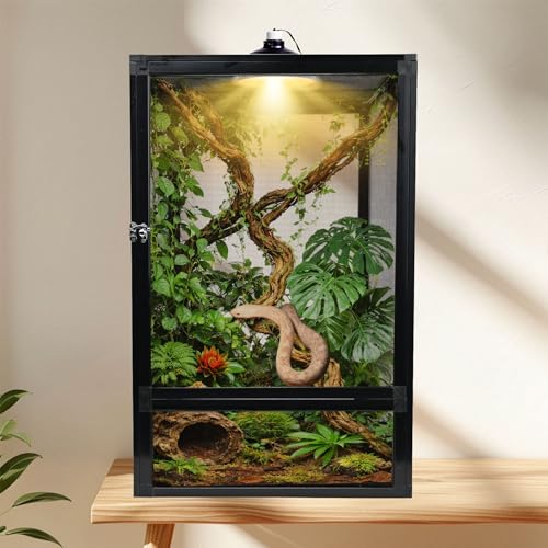33 Gallon Reptile Enclosure 26"x17"x17" Mesh Chameleon Cage,Superior Ventilation Vertical Screen Tank for Chameleon,Crested Geckos,Leopard Geckos,Bearded Dragon,Lizards,Spider,Butterfly - size: 26x17x17inch