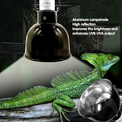 Reptile Light Fixture 2 Pack 5.5 Inch Deep Dome Lamp Fixture,Optical Reflection Reptile Basking Heat Bulb Lampshade for Bearded Dragon, Turtle, Snake and Lizard Terrarium