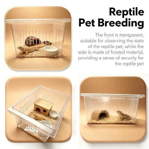 2-Tier Stackable Reptile Terrarium, Pull-Out Sliding Drawer, 13.2 x 15.5 x 17.9 Inches Reptile Enclosure with Aluminum Frame, Transparent Breeding Tank for Snake, Lizard, Gecko, Small Pet