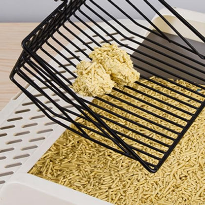 FOSA Cat Litter Scoop, Litter Cleaner Corner Shovel with Long Extendable Handle, Lightweight Metal Chicken Coop Poop Scooper to Clean Reptile Terrarium Sand Waste (Model A 2 Section - size: Model A 2 Section Handle