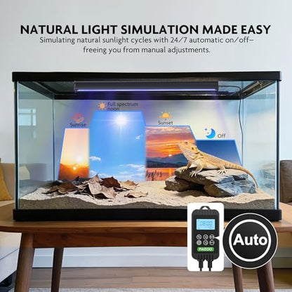 PAIZOO Reptile UVB Light for Reptiles, 2-in-1 LED Reptile Light Kit with LCD Controller, 4 Preset Modes Cover Ferguson Zone Great for Most Reptiles, Timer Reptile Lamp for Terrarium Accessories, 14W - size: PZUV-80B (2-Pack)