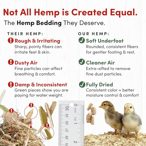 RentACoop Extra-Soft Premium Hemp Bedding 300L – Super Absorbent, Low Dust, Natural Odor Control for Chicken Coops, Nest Boxes, Small Animals, Reptiles & Horses
