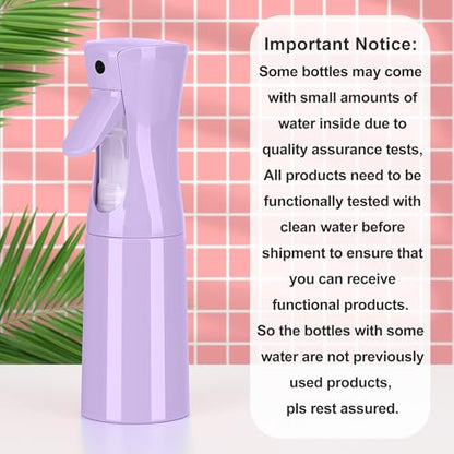 KAIZHOUZHOU(Purple Hair Mister Spray Bottle，Spray Water Bottle Fine Mist Refillable Plants（6.8OZ /200ML） Barber，Showering Pets, Plants, travel, Ironing and Cleaning ﻿ ﻿ ﻿(Continuous Spray) - color: Purple