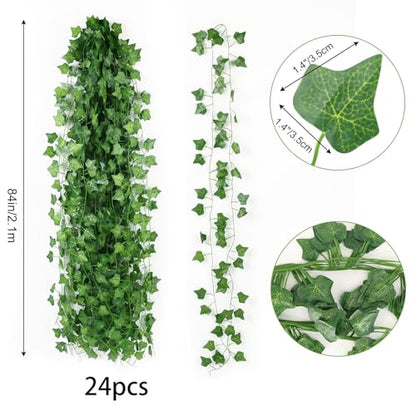 CEWOR Fake Ivy for Room Decor 24 Pack Fake Vines Greenery Garland Fake Plants Hanging Wall Decor - size: 168ft
