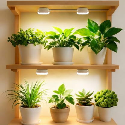 Plant Lights for Indoor Growing, 2 Pack 5W+5W Puck Grow Lights, 150 Watt Equivalent, Full Spectrum High PPFD Small Plant Growing Lamps for Shelves - size: 2-Head