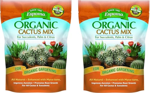 Espoma Organic Cactus Potting Soil Mix, Natural & Organic Soil for Cactus, Succulent, Palm, and Citrus Grown in containers Both Indoors and Outdoors, 4 qt, Pack of 2 - size: Pack of 2