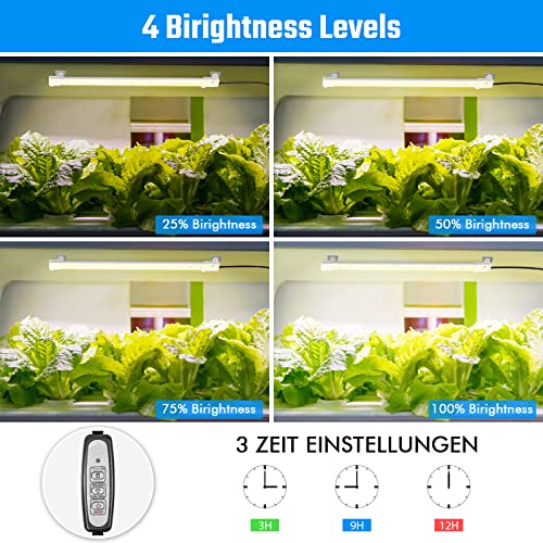 Sondiko Grow Light Strip, Full Spectrum Sunlike Auto ON&Off Grow Light Strip with 3/9/12H Timer&10 Dimmable Levels for Indoor Plants (13.2 inches Length) - size: Full Spectrum Sunlike Grow Light Strip