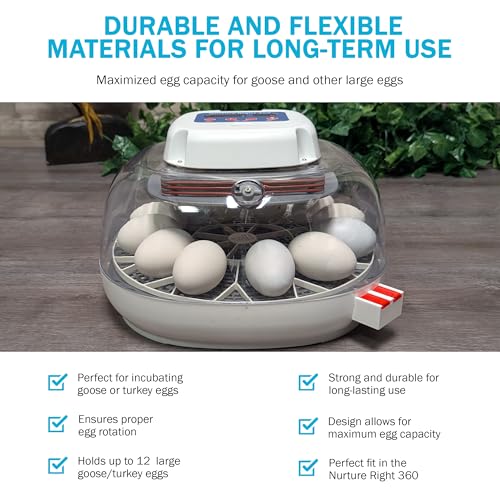 Egg Trays for 11 Large (Goose/Turkey) Eggs - Durable Egg Tray for Nurture Right 360 Egg Incubator - Hand Washable Eggs Keeper for Chicken Goose Turkey Emu (Various Sizes)
