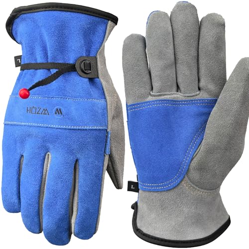 WZQH Leather Work Gloves for Men or Women. Small Glove for Gardening, Tig/Mig Welding, Construction, Chainsaw, Farm, Ranch, etc. Cowhide, Soft Lining, Utility, Firm Grip, Durable. Blue-Grey S - color: Blue - Grey, size: Small (Pack of 1)
