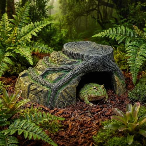 Gecko Tank Accessories, Tortoise Habitat Accessories, Ball Python Tank Accessories, Large Snake Hides, Perfect Terrarium Decor for Reptile Gecko Basking Humid Hiding (Large) - color: L-Flat Stump, size: Large