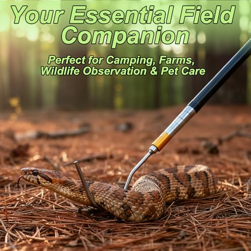 61 inch Snake Hook, Professional Reptile Catcher Handling Tool, Stainless Steel Retractable Pole