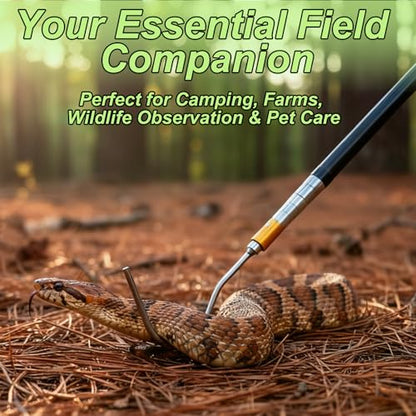 61 inch Snake Hook, Professional Reptile Catcher Handling Tool, Stainless Steel Retractable Pole