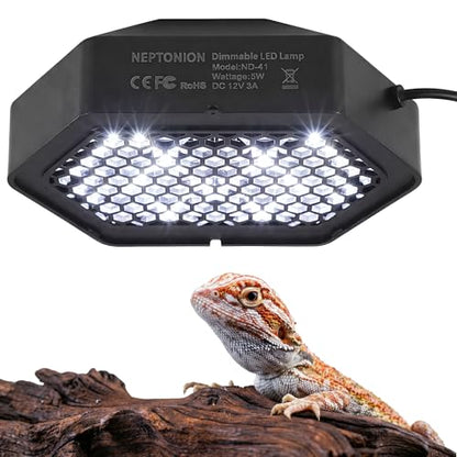 LED UVB Reptile Lamp, Adjustable LED Terrarium Light with 3 Modes, 5 Brightness Levels, 4/8/12H Daily Cycle Timer, Long-Life for Small to Medium-Large Reptiles Such as Bearded Dragons