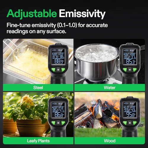 VIVOSUN VPD Thermometer, Handheld Environmental Monitor, Precision Infrared Laser Thermometer Gun with Adjustable Emissivity, Leaf VPD and Temperature Monitoring for Plants, Grow Tents, HVAC