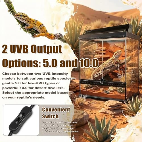 T5 HO UVB Reptile Light Kit, 6.4" Fixture with 4W 10.0 UVB Tube, Suitable for Desert Reptiles Including Juvenile Bearded Dragons in Small Terrariums - color: 10.0 Desert, size: 4W-6.4Inch