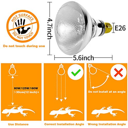 LUCKY HERP 100 Watt UVA UVB Full Spectrum Vapor Heat Lamp Bulb, Self-Ballasted UV Heat Lamp/Bulb/Light for Reptile and Amphibian, Sun Lamp for Bearded Dragon Lizard Turtle(Coated) - style: 100W Coated
