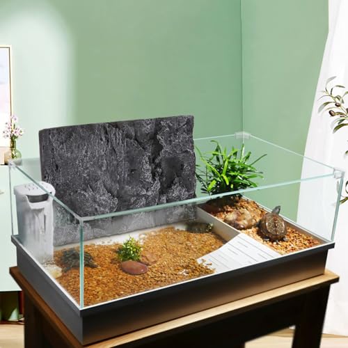 Toyvian 3D Reptile Tank Decoration Panel Large Turtle Tank Accessory Reptile Terrarium Dec