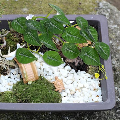 Hemoton Artificial Reptile Plants for Terrarium, Fake Vine Leaf Hanging Décor with Suction Cup, Turtle and Lizard Habitat Decoration for Reptile Tank Accessories