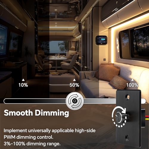 acegoo 12V Dimmer Switch Aluminum RV Light Dimmer High-Side PWM Dimmer, Perfect for Camper Van Boat Trailer Truck Cars, Works with 12V LED Light Fixture, Rotary Dimming (6A-Upgrade) - color: 6A-Aluminum