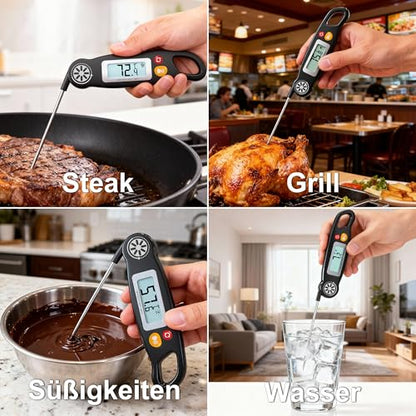 Antonki Meat Thermometer Digital - Instant Read Food Thermometer with Backlight for Cooking Grilling Baking Kitchen Candy BBQ Oil Liquid, Backlit Display, Battery Included